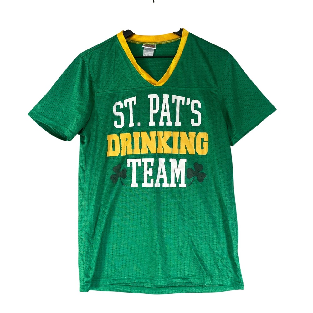 St Patricks Drinking Team Jersey Womens M Green Shamrock Graphic‎ Shirt 17
